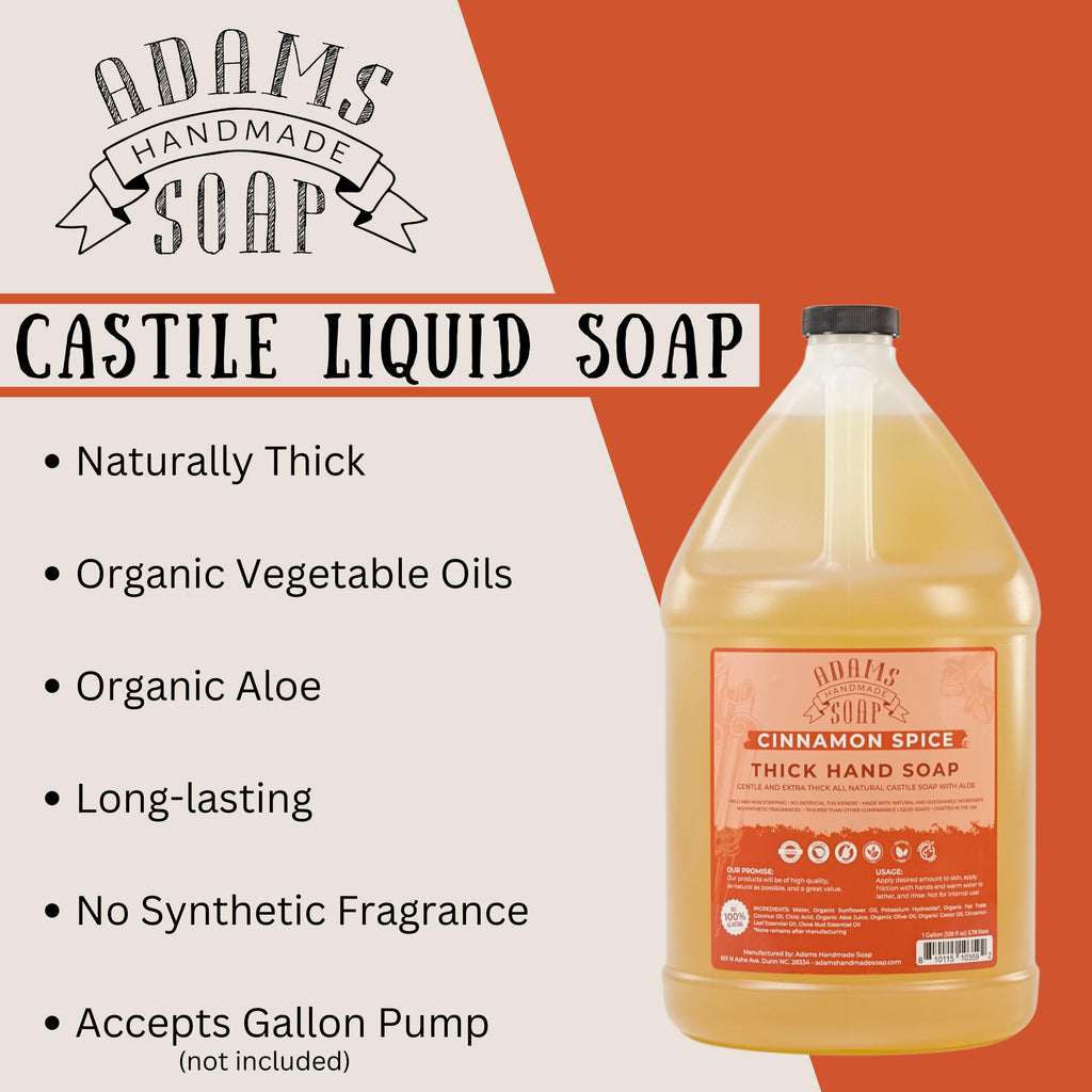 Thick Organic Castile Liquid Hand Soap 1 Gallon Refill - Cinnamon Spice