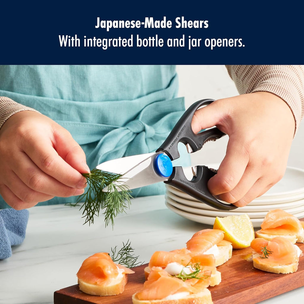 Kitchen Shears, Made in Japan, Kitchen Scissors, Multi-Purpose Scissors with Stainless Steel Blades, Built-In Bottle