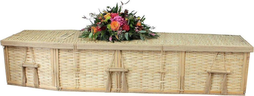 International Kent 6-Point Bamboo Coffin – Eco-Friendly Biodegradable Handcrafted Coffin for Green Burial or Cremation