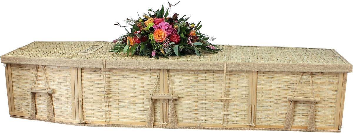International Kent 6-Point Bamboo Coffin – Eco-Friendly Biodegradable Handcrafted Coffin for Green Burial or Cremation