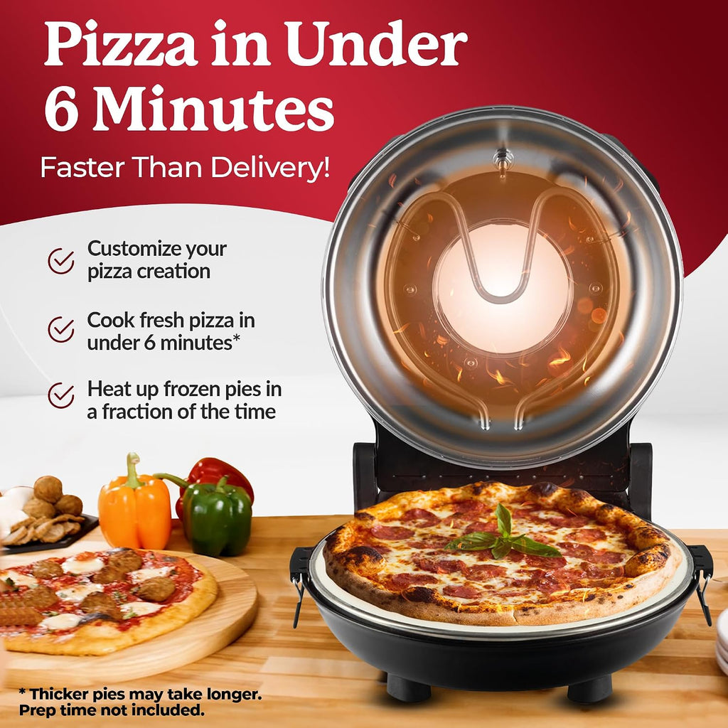 12" Electric Pizza Oven Indoor Countertop Pizza Maker, Black