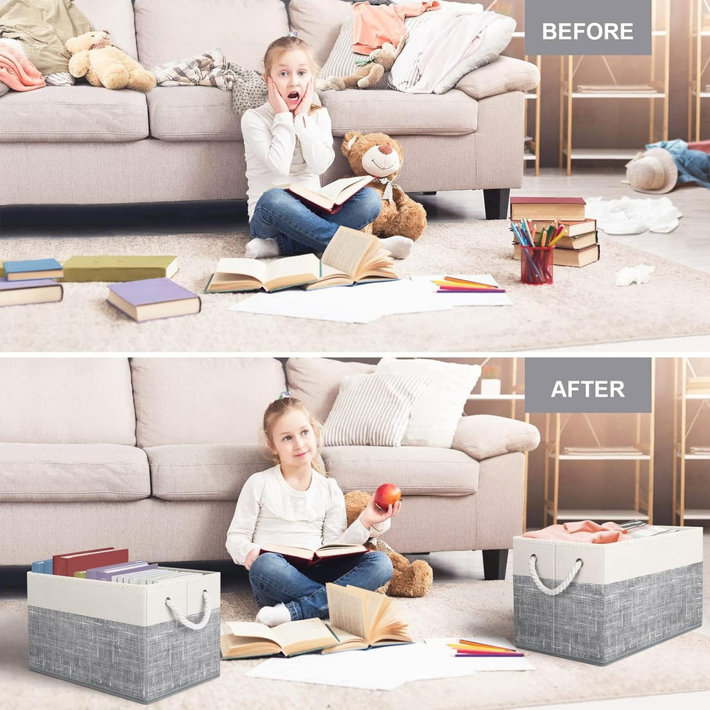 Storage Bins 3-Pack, Foldable Storage Baskets for Organizing Toys, Books, Shelves, Closet, Large Storage Box with