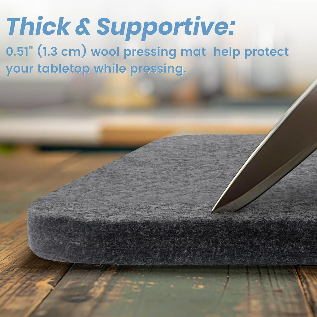 Wool Pressing Mat 13.5"x 17" Ironing Mat for Quilting（Dark Gray） | 1/2" Thick Heat Reflective Wool Pad for Small