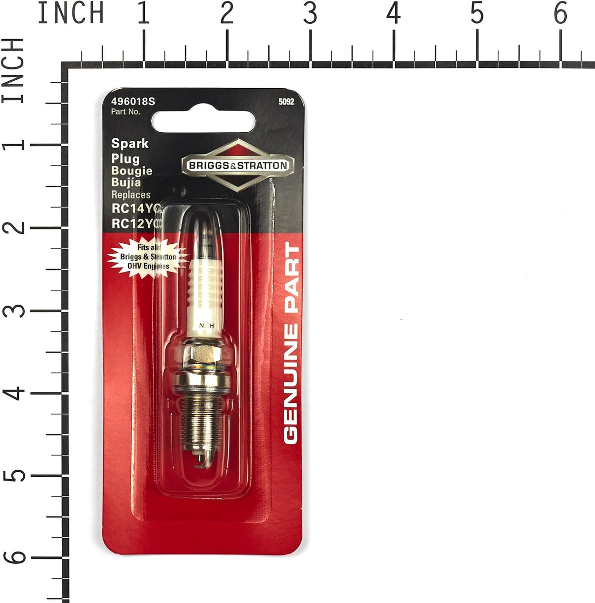 Briggs & Stratton Spark Plug For OHV Engines 5092K, Copper