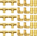 30pcs 3/4" Brass PEX Fittings, Elbow TEE Straight Couplings Set