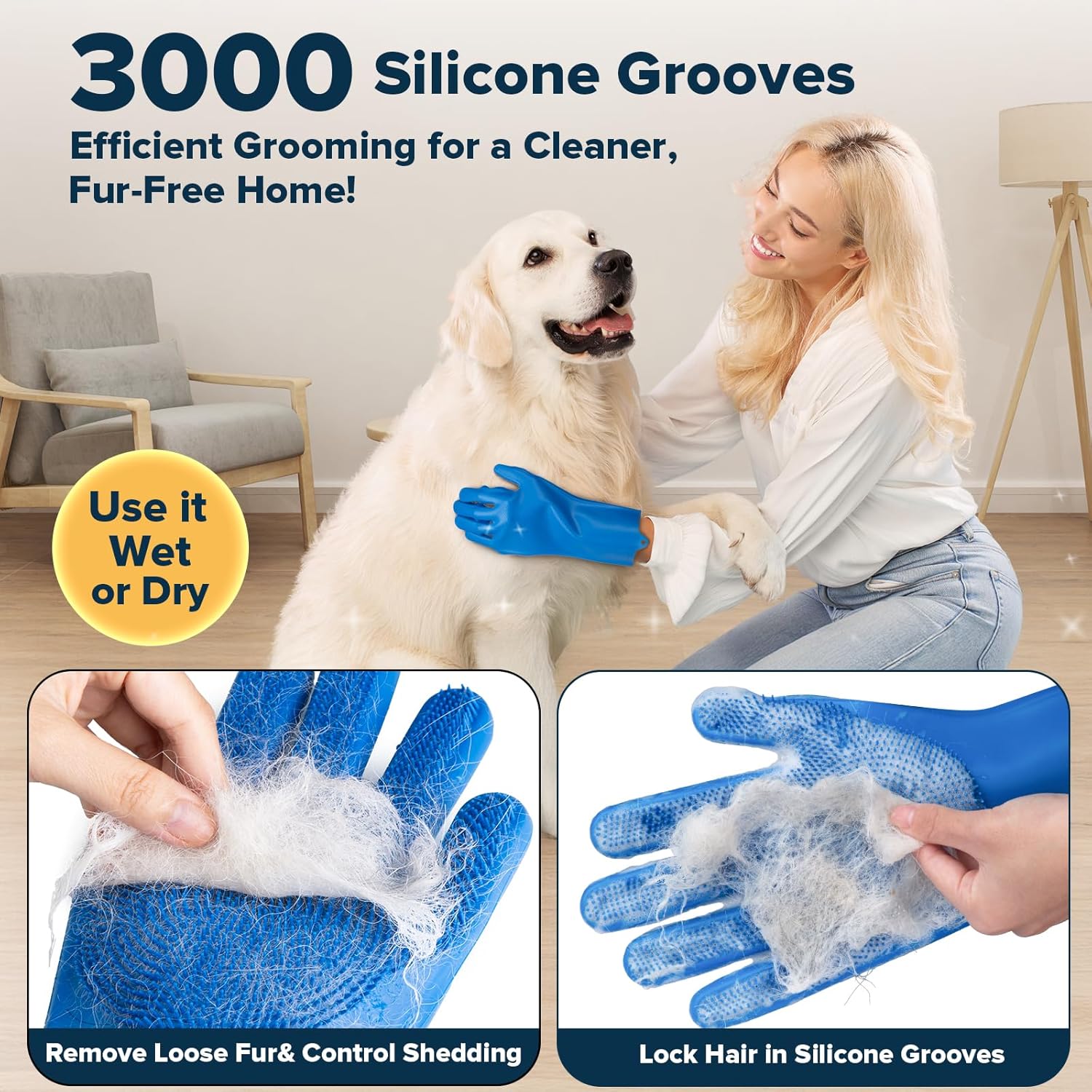 6 Pcs Pet Grooming Kit for Dogs, Cats and Horses | Dog Washing Gloves | Cleanroom Gloves | Dog Bath Brush | Dog Bath