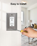 TREEWELL 4-Pack Decorator Outlet Cover Plate, Heirloom Silver