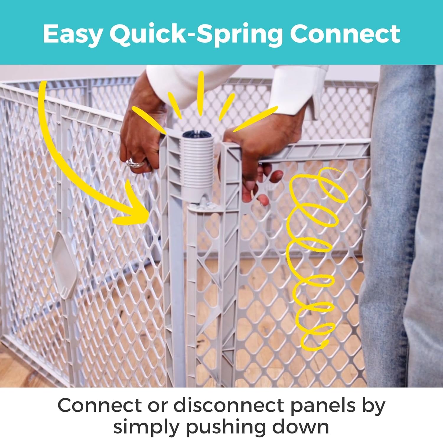 Superyard Duo Extra Wide Baby Gate & Play Yard: 6 Panel Baby Playpen - Included Wall Mount Kit - Made in USA - 38.5