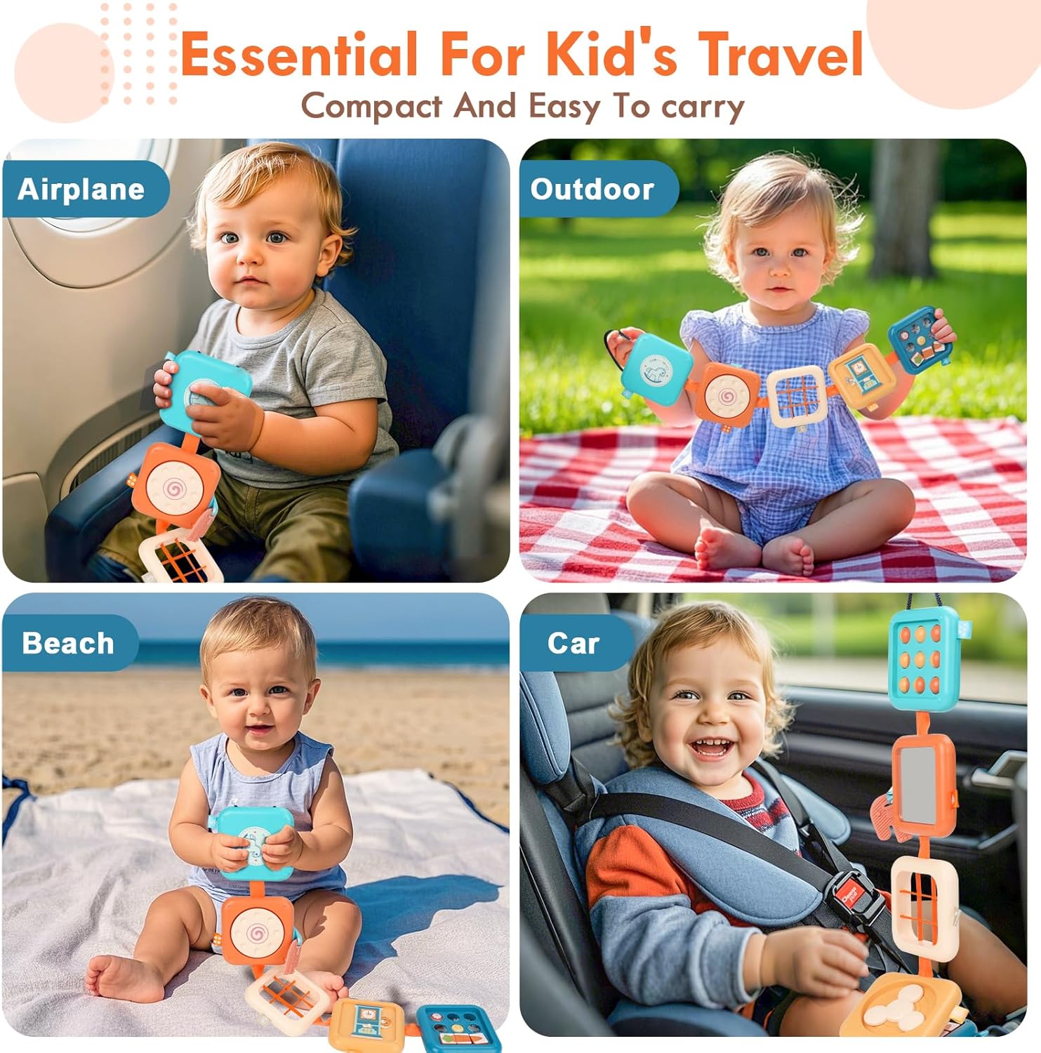 Busy Board Montessori Toy for 1 Year Old Boy Gifts, Travel Toys for Toddler 1-3, Sensory Activity Airplane Essential