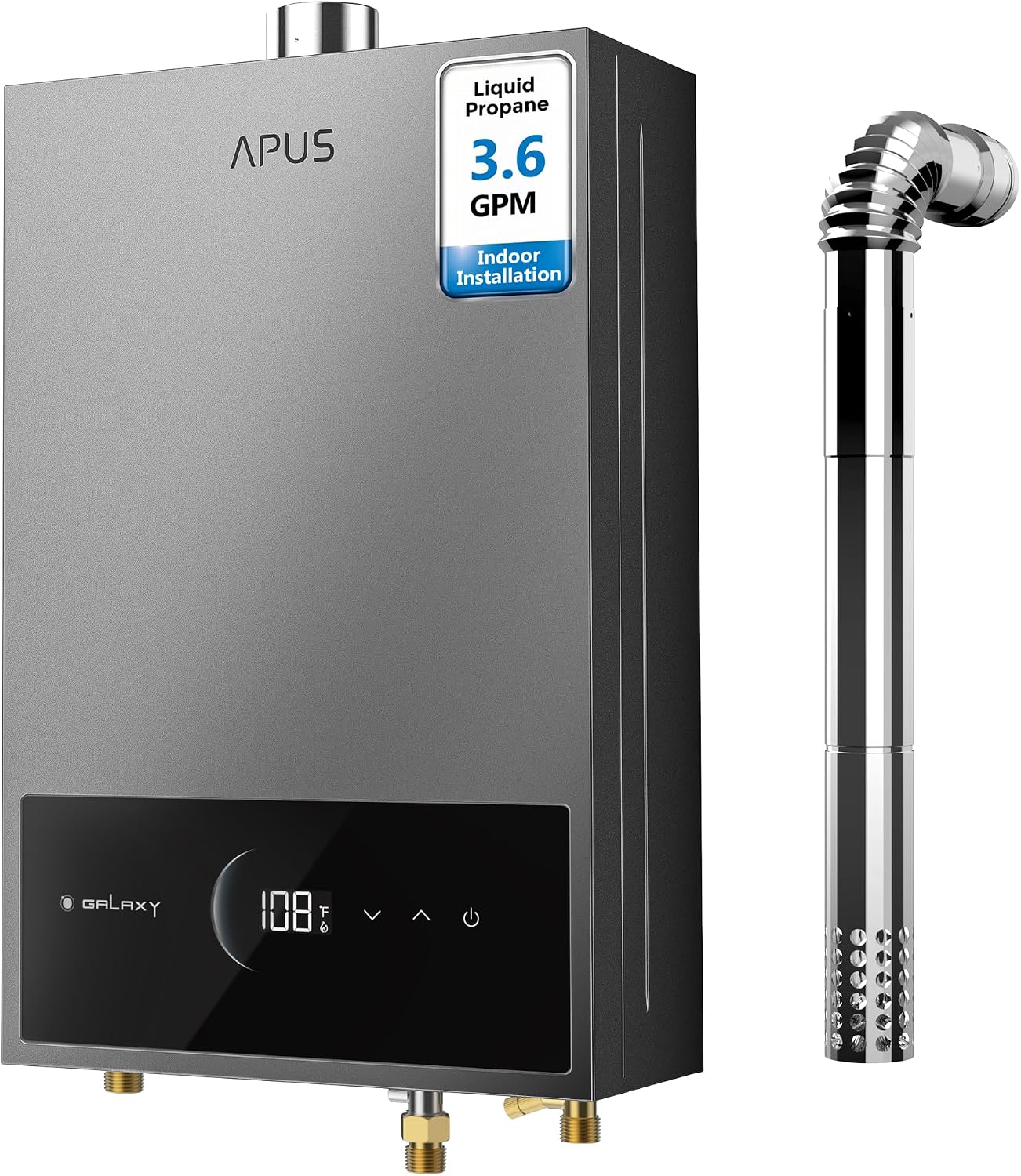 Tankless Water Heater Propane Gas, Up to 3.6 GPM, Indoor Hot Water Heater, 80,000 BTU on Demand Instant Hot Water