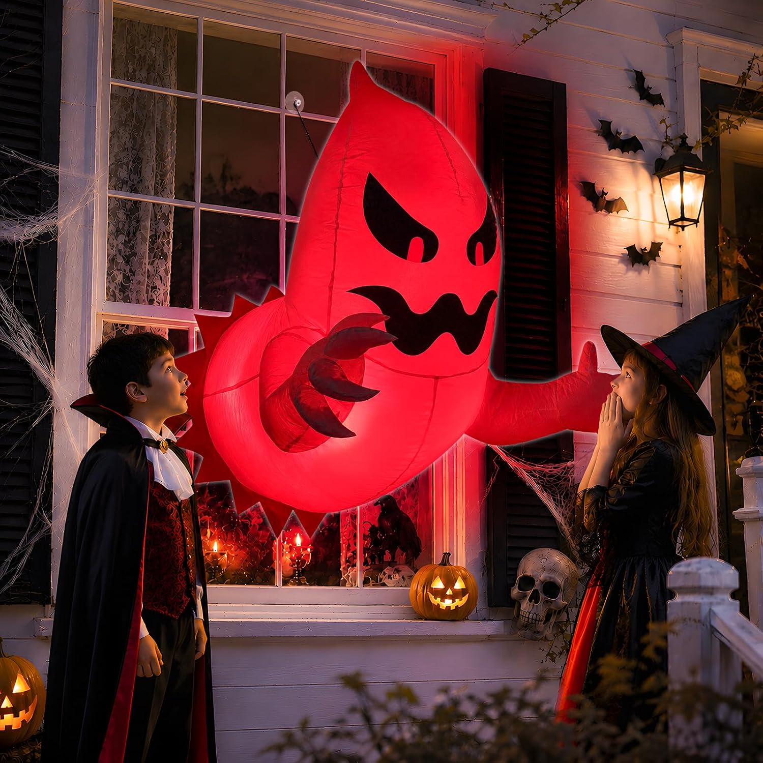 Halloween Decorations Outdoor Ghost Inflatables Broke Out from Window | [ Fire Flame Lights ] 3.5 Ft Halloween