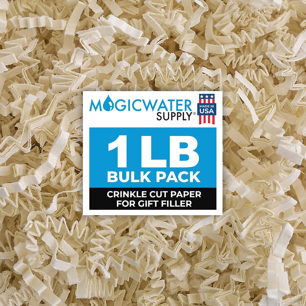 MagicWater Crinkle Cut Paper for Gift Baskets - 1 LB - Light Ivory
