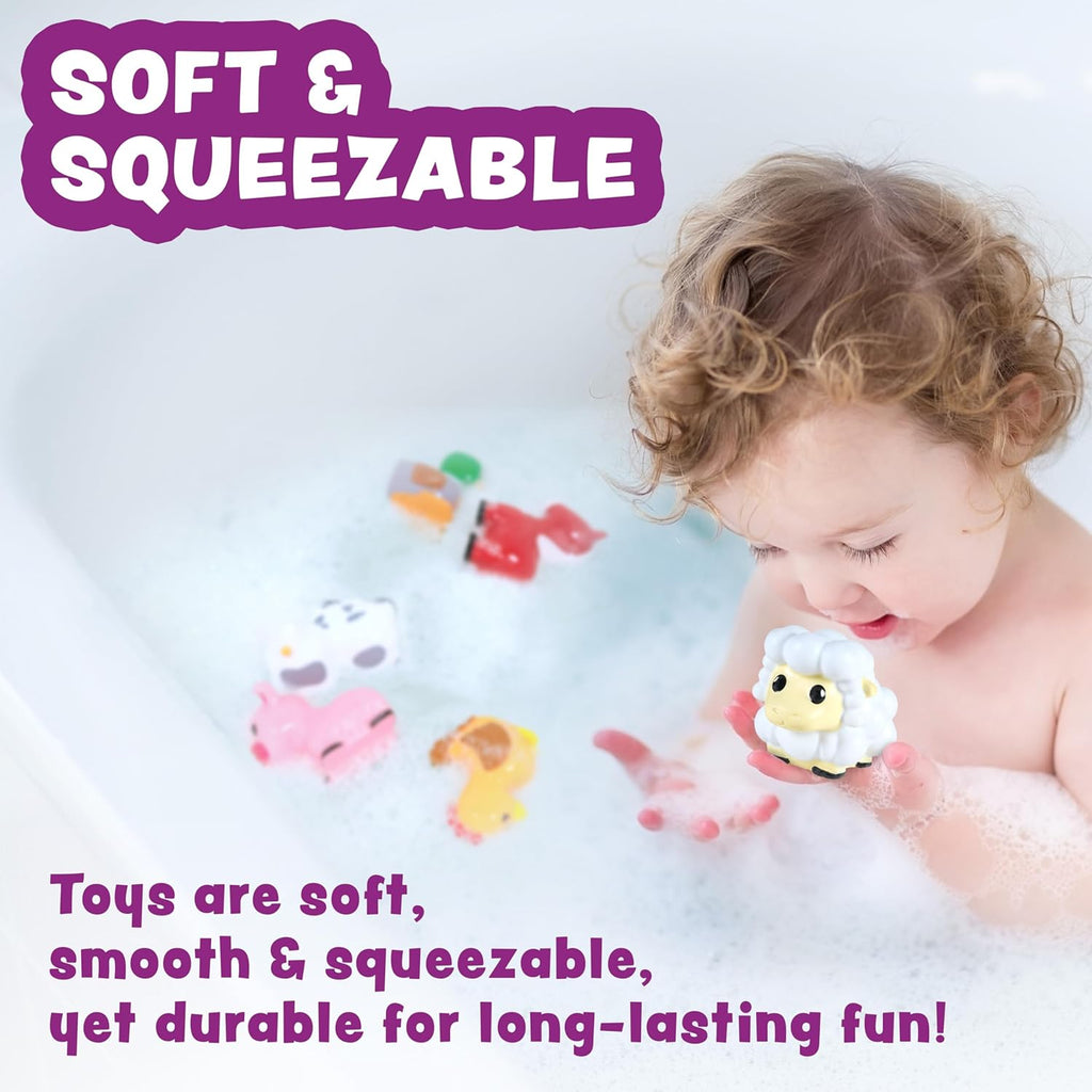 Barnyard Mold Free Bath Toys, 6 Pack | Sealed, No Hole Bath Toys Design Keeps Moisture Out | Soft, Squeezable & Float