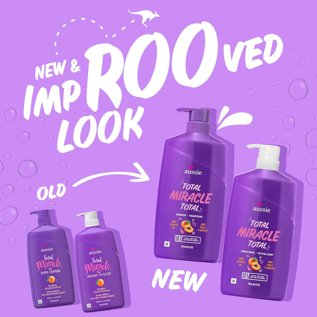 Total Miracle Hair Care Bundle: Shampoo, Conditioner, and 3 Minute Deep Treatment with Apricot & Macadamia Oil