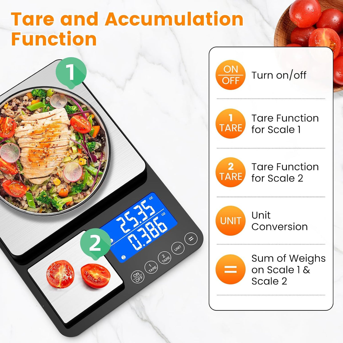 0.001oz/33lb Kitchen Scale, Dual Platform Food Scale Grams and Ounces