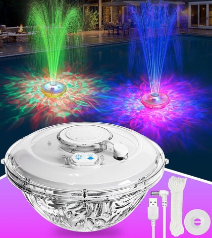 Floating Pool Fountain with Lights,Pool Fountains Above Ground Pool | 2 in 1 Lights Show,Upgraded Pool Fountains with