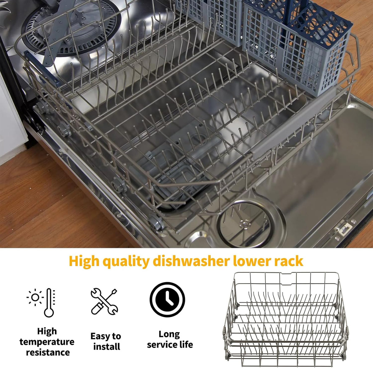 2026 Upgraded DD82-01384A Dishwasher Lower Rack Replacement for Samsung Dishwasher Parts 22.4" x 20.5" DW80M2020US DW80R2031US DW80R2031UG DW80N3030UW Samsung Dishwasher Lower Dishrack Bottom Rack
