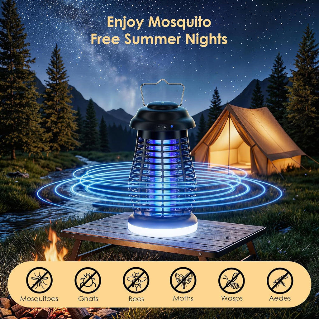 Cordless Bug Zapper Outdoor, 4200V Electric Mosquito Zapper, Fly Trap, Rechargeable Portable Fly Zapper, Waterproof