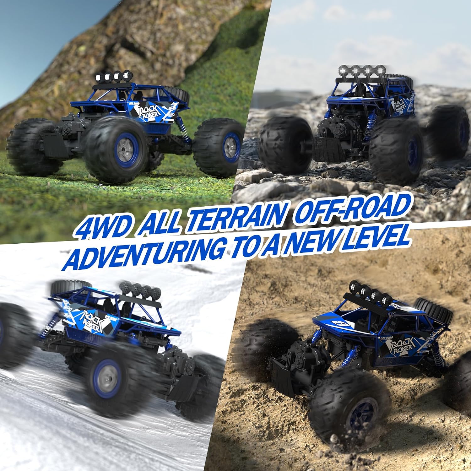 1:10 Scale Remote Control Car, 48+ KM/H High Speed Amphibious RC Monster Truck, 4WD Waterproof Off RC Road Car, 2