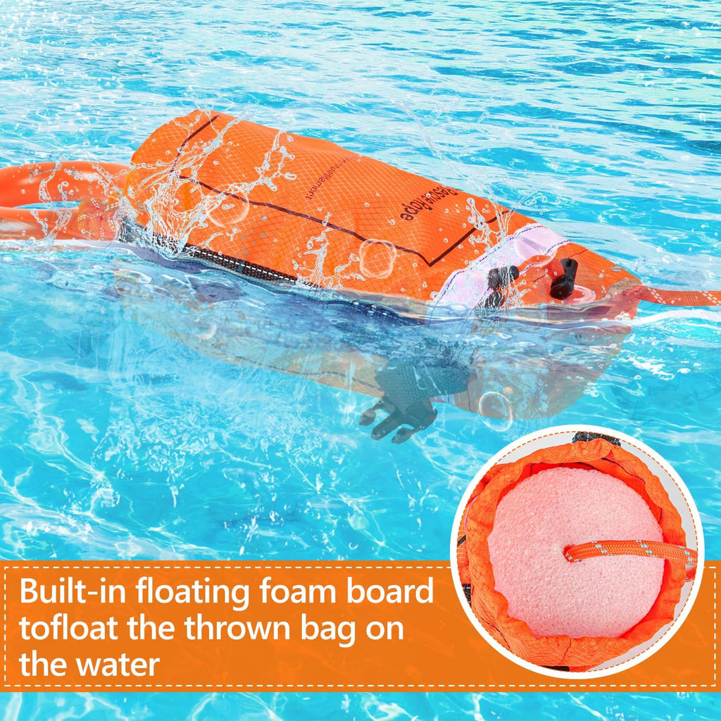 AnKun Water Rescue Throw Bag with 50/70/98FT Length of Rope in 3/10In Tensile Strength Rated to 2000lbs, Emergency