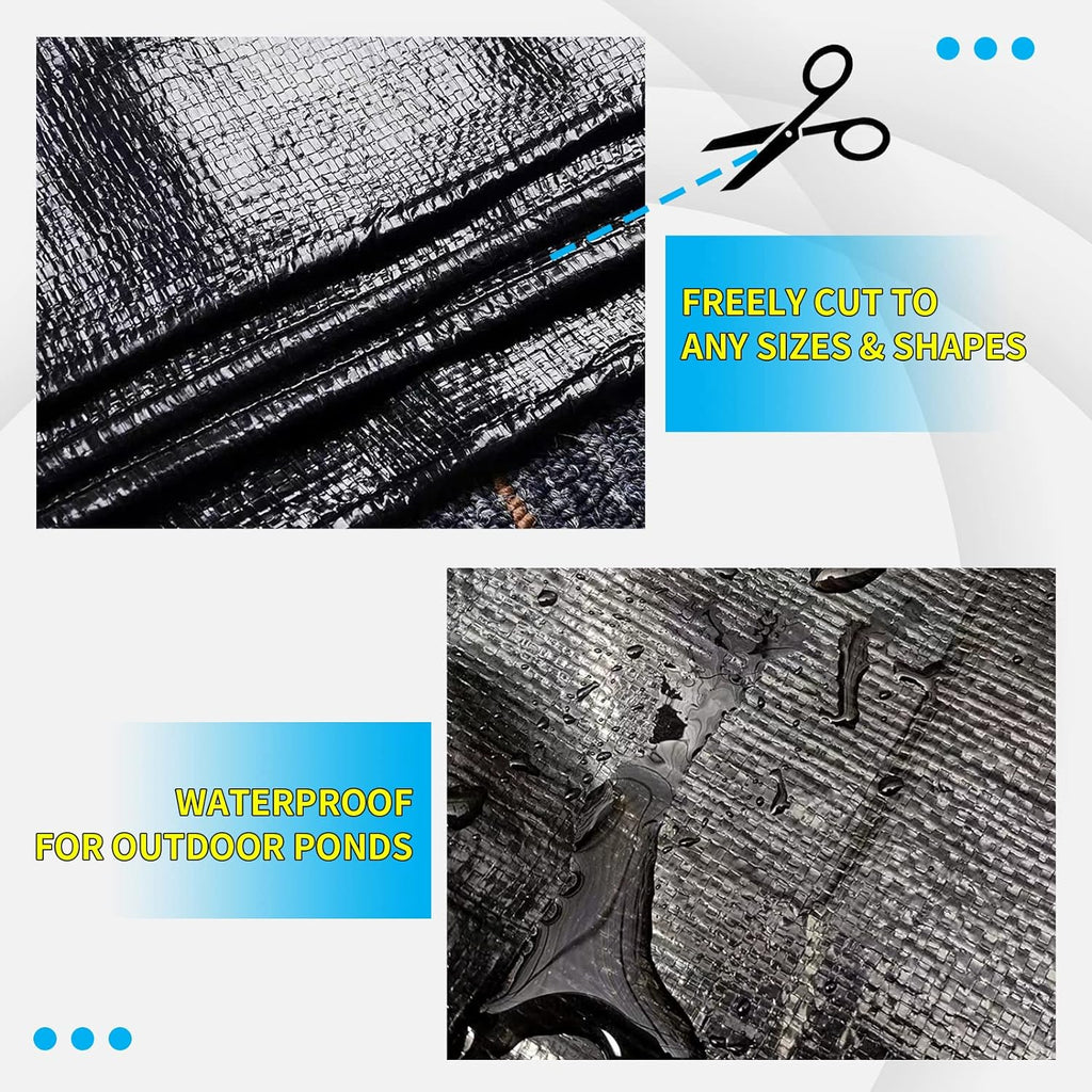 15X20FT Reinforced PE Pond Liner, 28Mil Thickness Pond Liners for Outdoor Ponds, Hemmed Edge with Buttonholes Liners