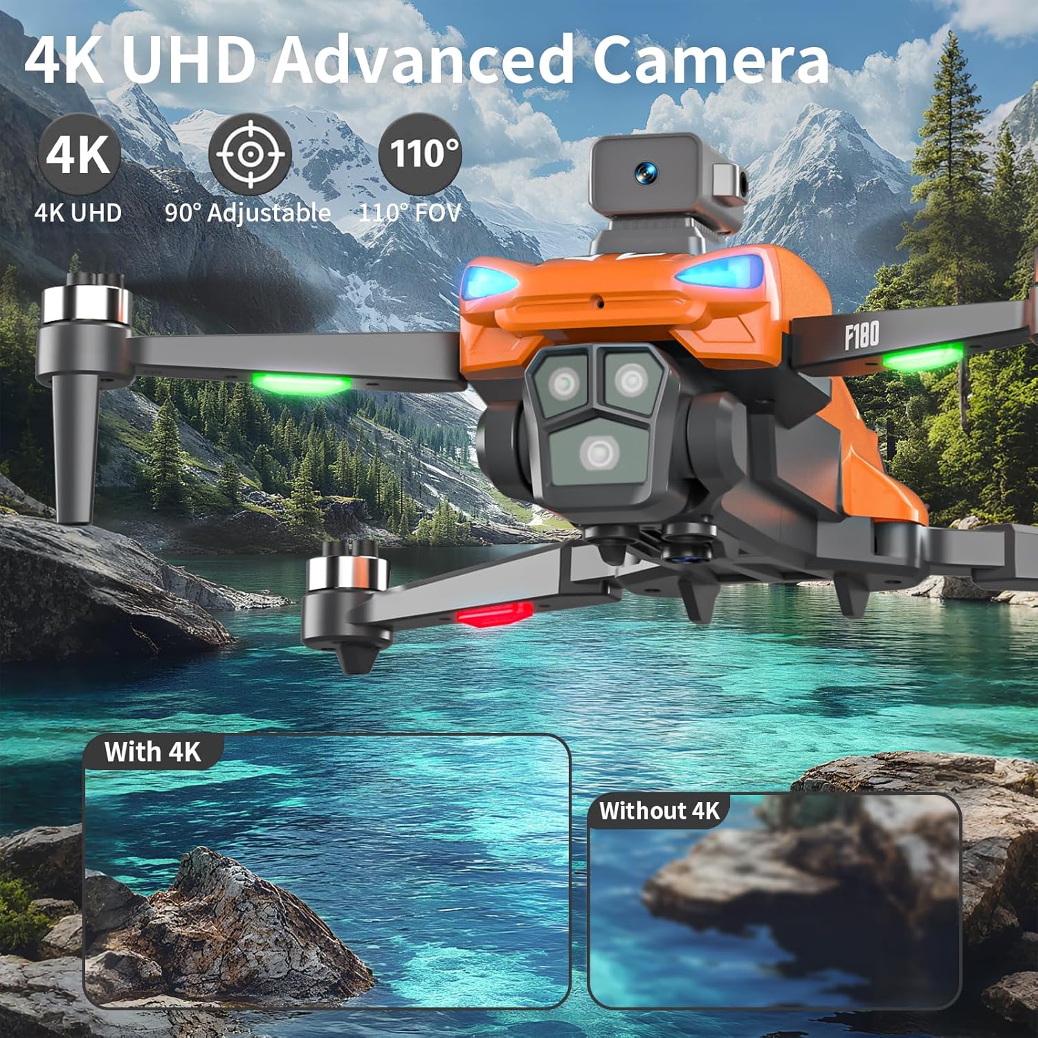 GPS Drone with 4K Camera for Adults, 4.5" Remote Control Screen, Auto Return, Auto Obstacle Avoidance, 22 Min Flight