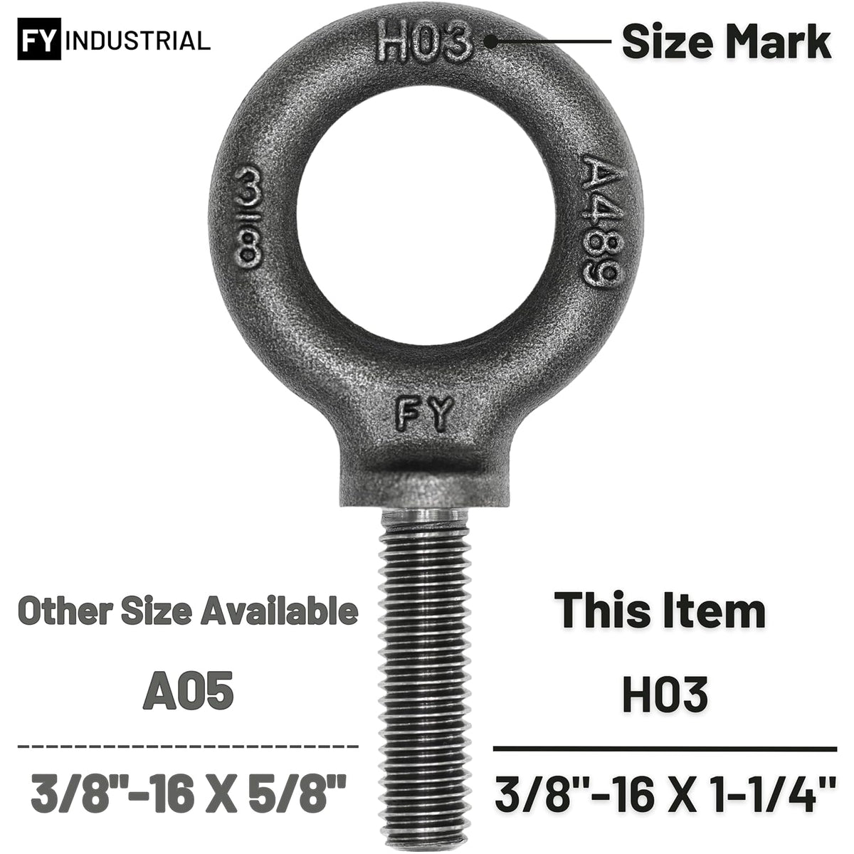 5 Pcs Lifting Shoulder Eye Bolts 3/8"-16 X 1-1/4"