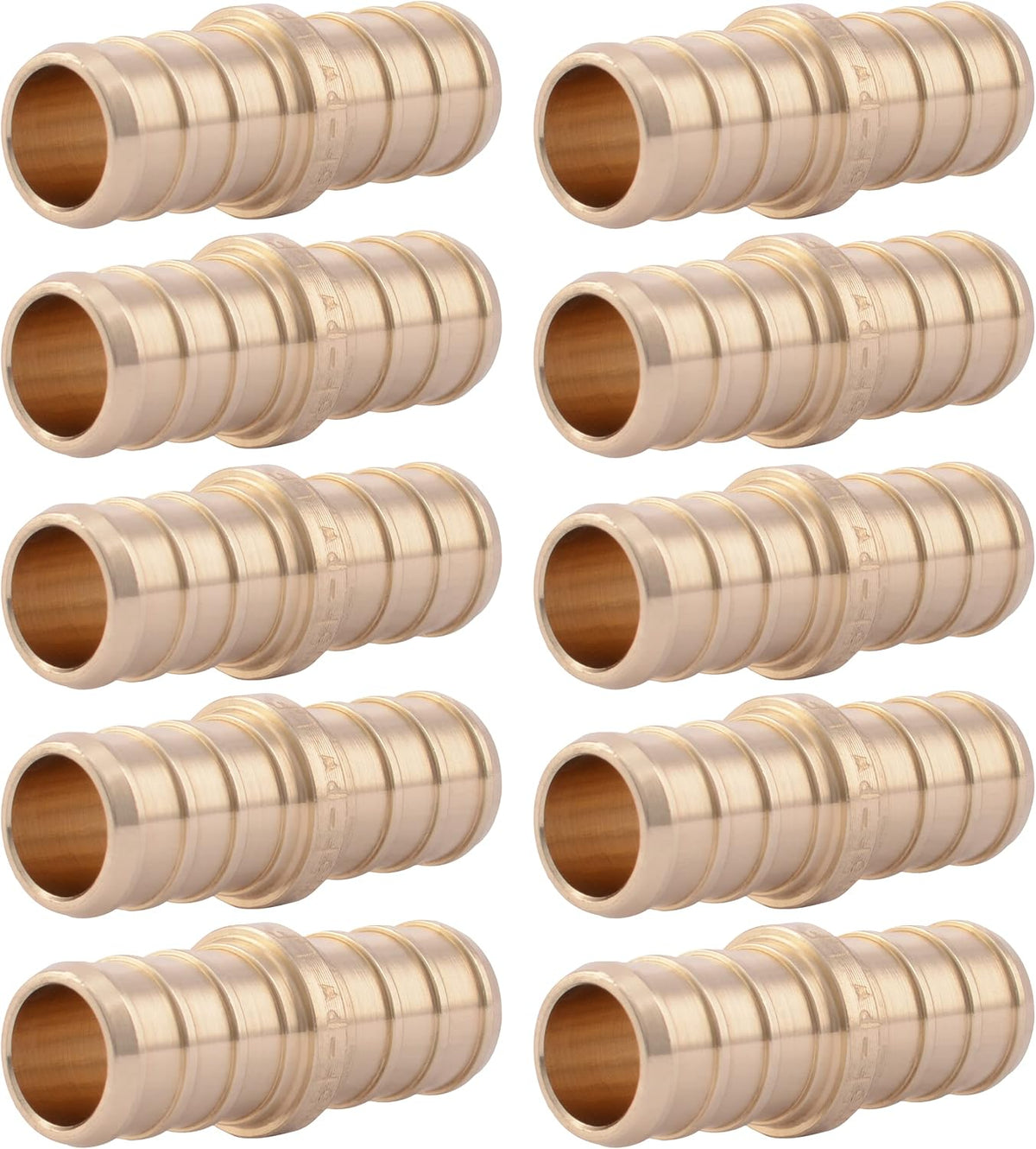 SharkBite 1/2 Inch Crimp Coupling, Pack of 10, Brass Plumbing Fitting, PEX Pipe, PE-RT, UC008LFA10