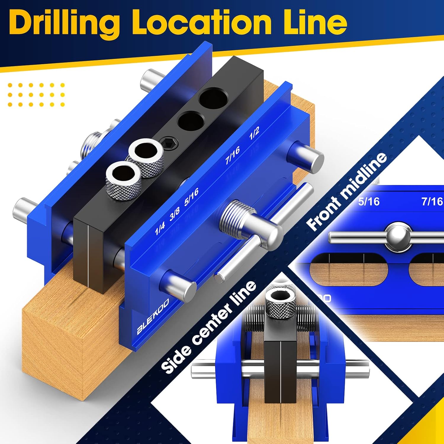Self Centering Doweling Jig Kit, Drill Jig For Straight Holes Biscuit Joiner Set With 6 Drill Guide Bushings