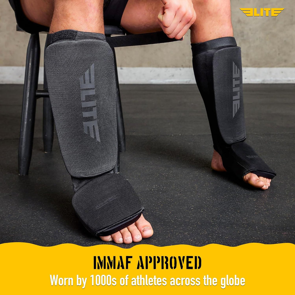 MMA Shin Pads for Muay Thai and Kickboxing, Protective Shin Guards with Instep Guard for Sparring and Training