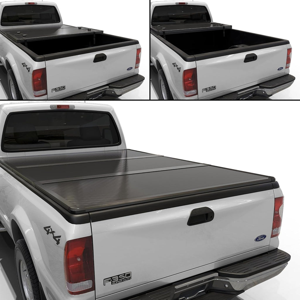 Toptiny Hard Folding Truck Bed Tonneau Cover|HTF082|Fits 1999-2016 Ford F-250 F-350 Super Duty 8FT Bed (98")