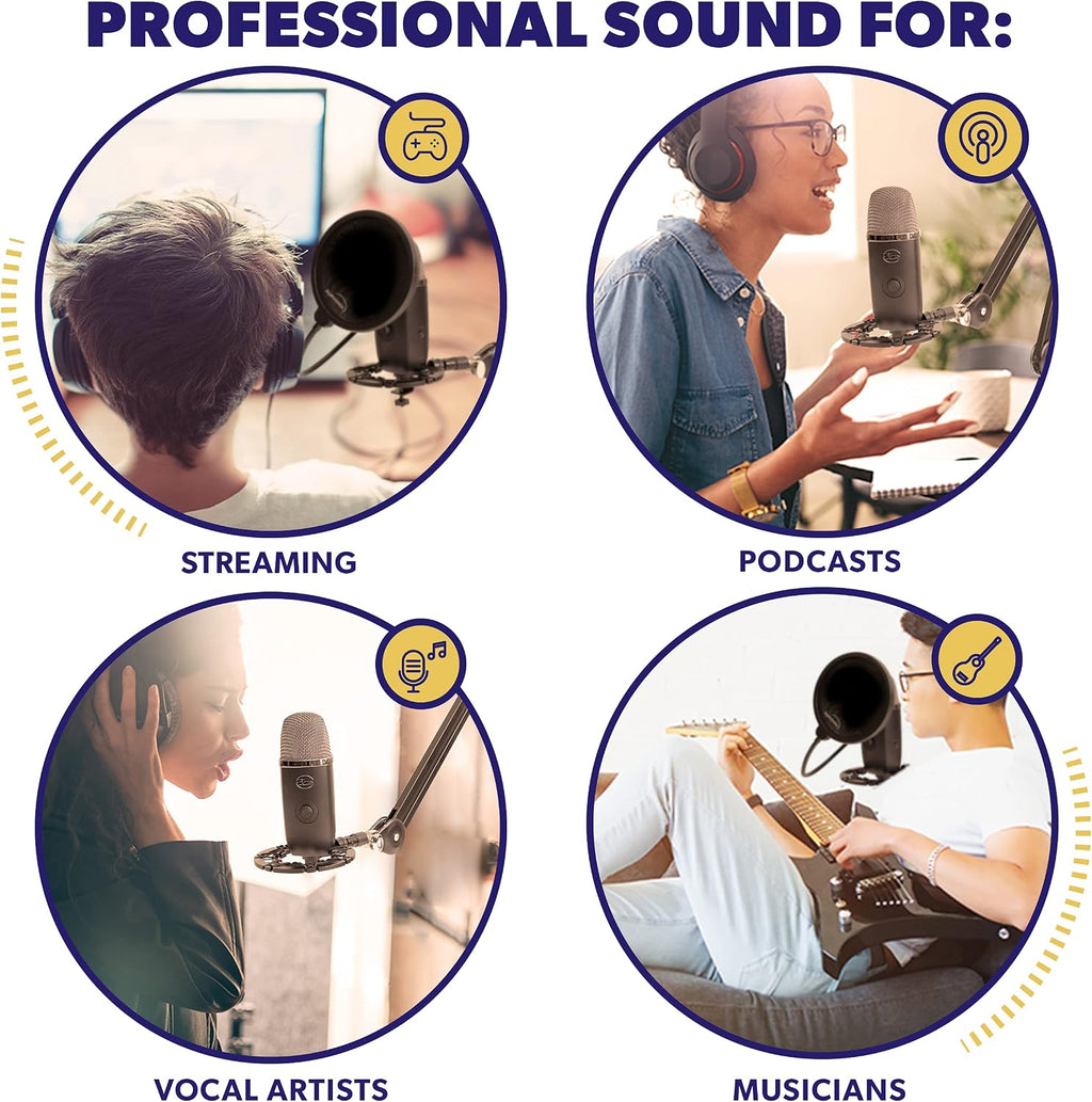 Pro Microphone Shock Mount - Mic Holder Compatible w/Blue Yeti, Snowball & Pro Microphones
