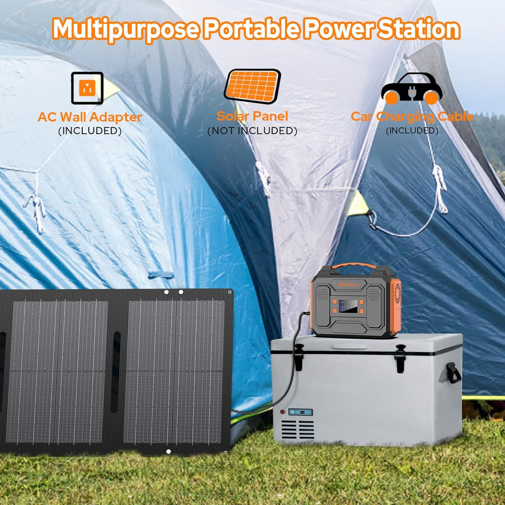 Solar Generator with Panel, 300W Portable Power Station with Solar Panel 40W, 110V Pure Sine Wave AC Outlet Electric