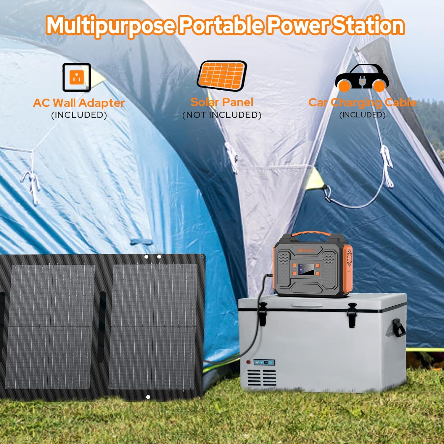 Solar Generator with Panel, 300W Portable Power Station with Solar Panel 40W, 110V Pure Sine Wave AC Outlet Electric