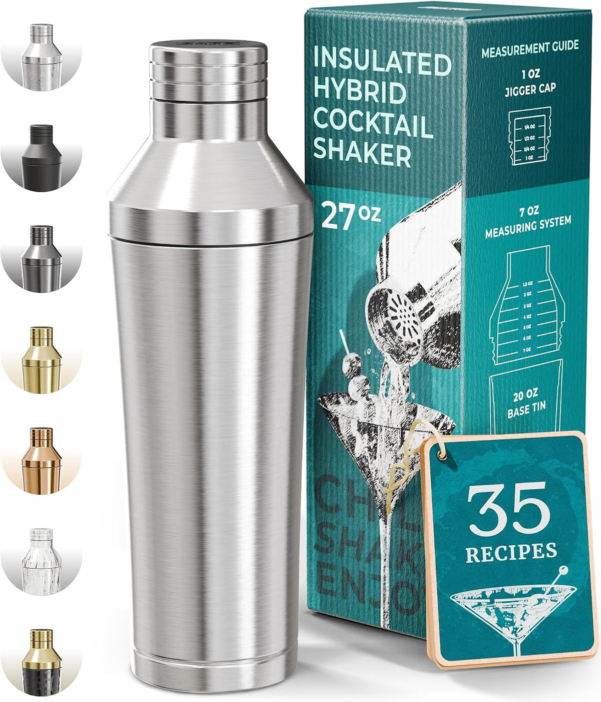 Insulated Cocktail Shaker | Vacuum Double Wall Stainless Steel (Silver)