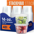 16 oz Deli Containers with Lids (48 Sets) – Pint Clear Plastic Food Storage Containers, Airtight Leak-Resistant Seal