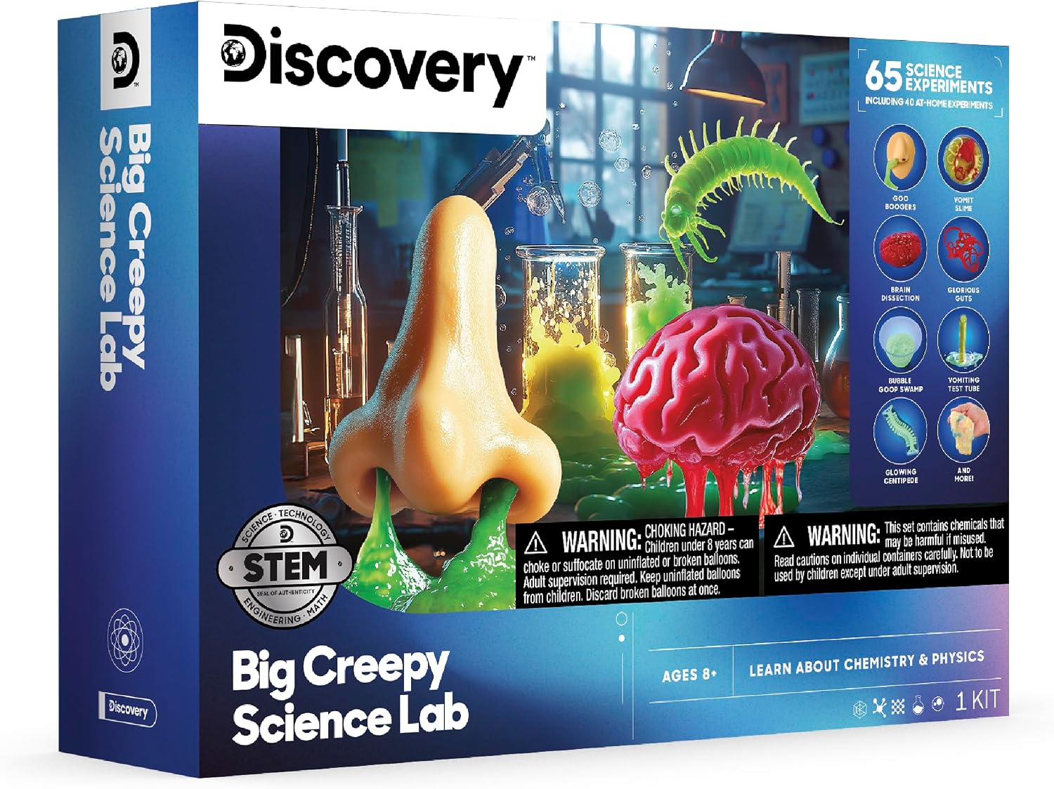 Big Creepy Science Lab – 65 Experiments STEM Kit for Kids| Slime, Reactions, Crystals & Gross Science| Educational