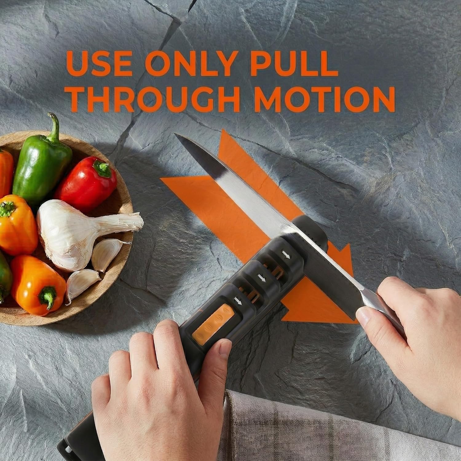 5 Precision Adjust Knife Sharpener- 3-Stage Premium Kitchen Knife Sharpener to Repair, Restore & Polish Blades by