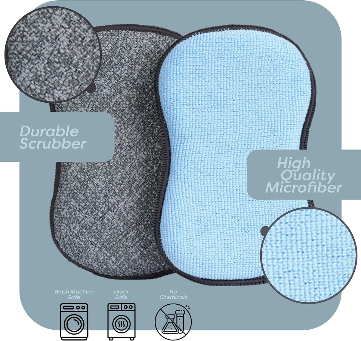 Multi-Purpose Sponges Kitchen By Scrub-it - Non-Scratch Microfiber sponges for Cleaning, Along with Heavy Duty