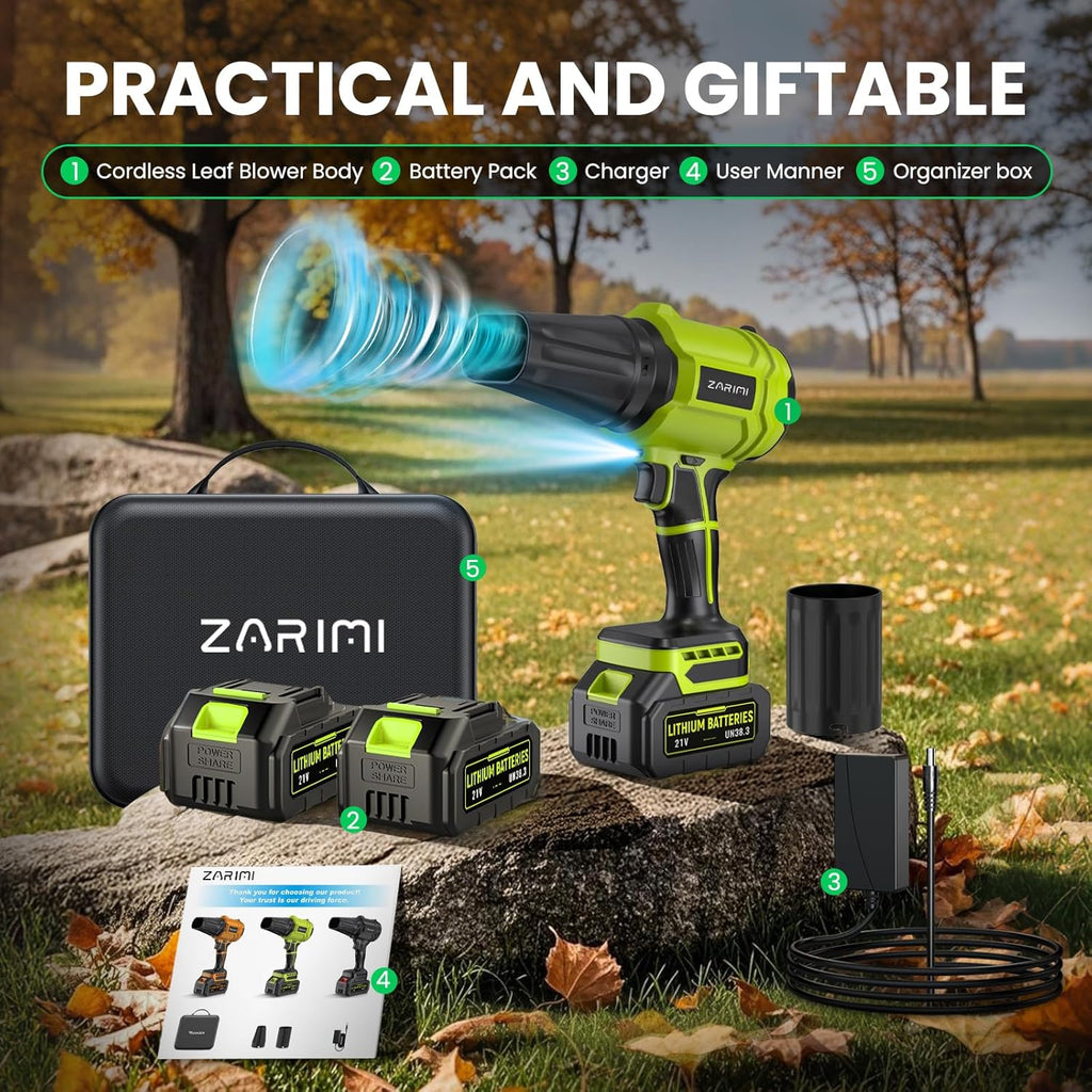 Cordless Leaf Blower, 980,000 RPM Handheld Leaf Blower with 2 X Batteries & Charger, Lightweight Leaf Blowers for