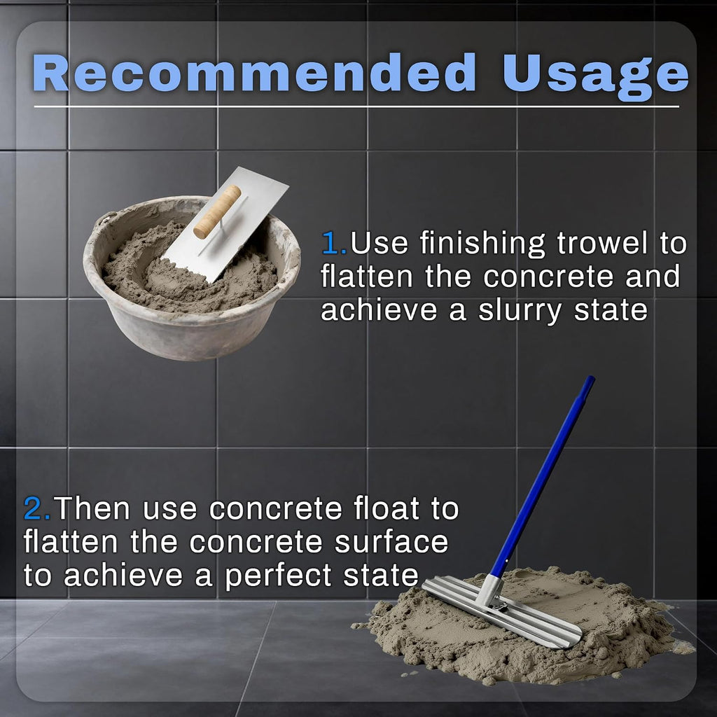 Bull Float Concrete Tools, 48"×8" Magnesium Aluminum Alloy Concrete Float | 4 Combinable Handles, Trowel, Concrete