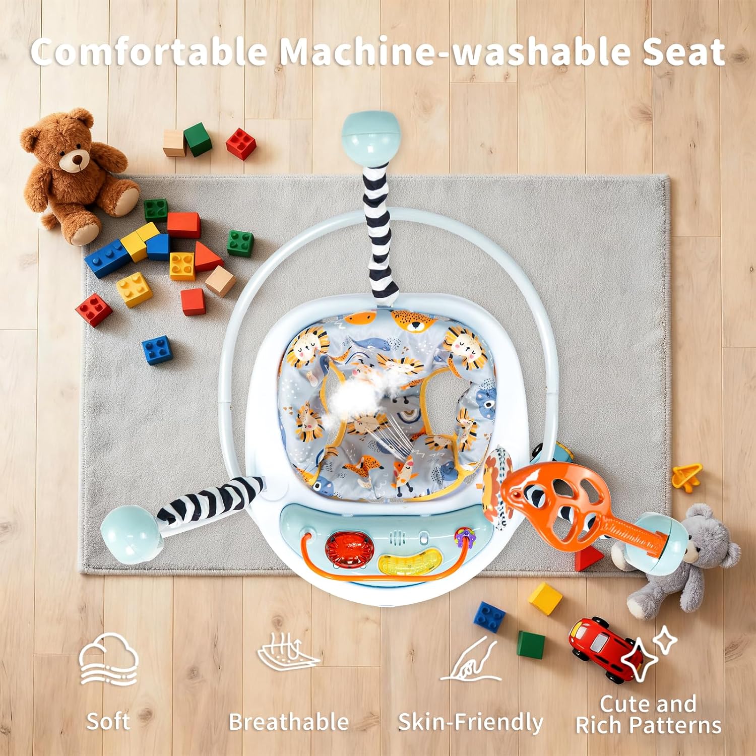 Baby Jumper Activity Center with lusic Lights & Sounds -Gentle llonster Baby Bouncer Stationary Entertainment