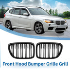 X AUTOHAUX Front Upper Hood Bumper Grille for BMW X1 E84 2009-2015 Pair