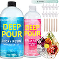 Deep Pour Epoxy Resin, 51oz Epoxy Resin Kit for 2-4" Pour Depths, Crystal Clear & High Gloss, Bubble-Free Casting