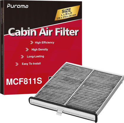 Cabin Air Filter with Activated Carbon, Replacement for CF11811, CPJ6X, CAF1907P, CAF1907C, CU24009, Compatible with