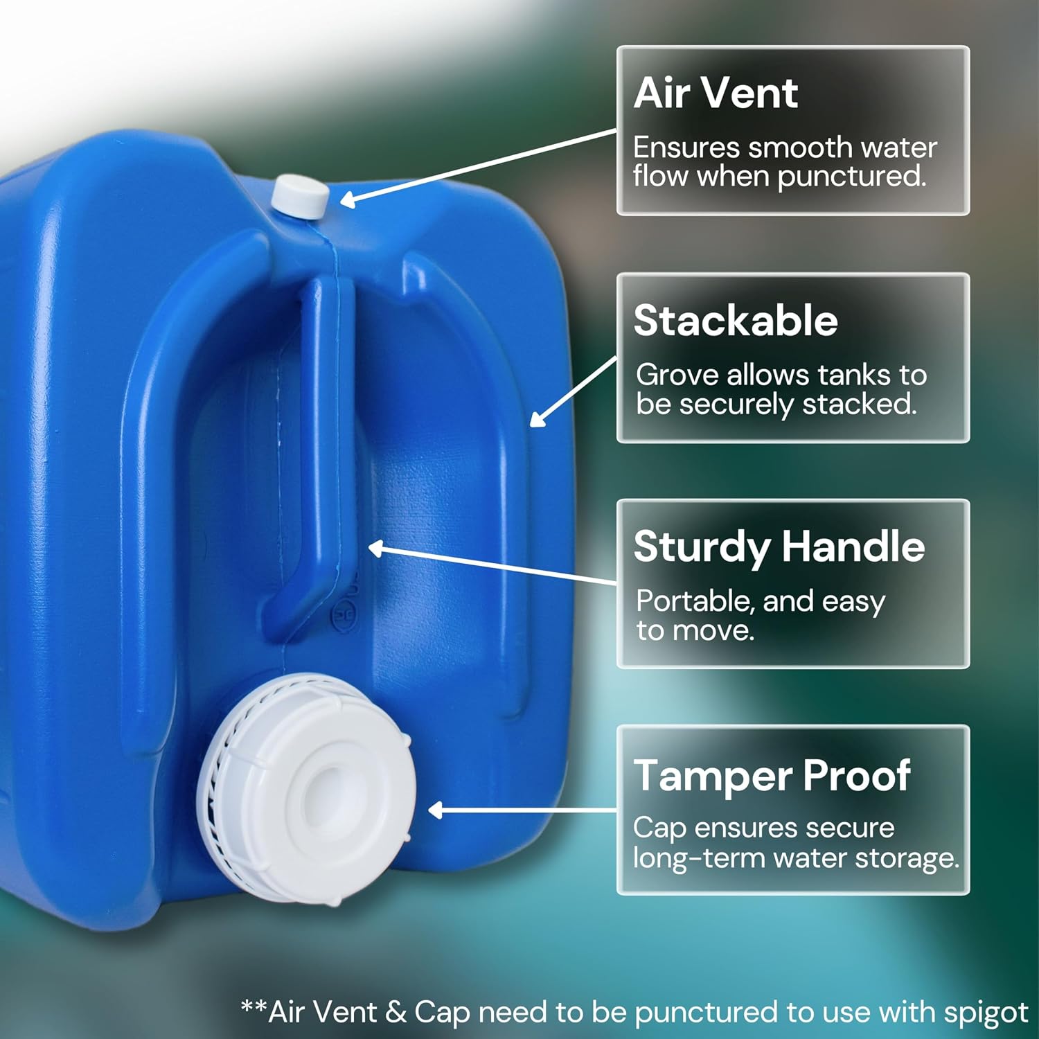5-Gallon Stackable Water Tanks for Long-Term Emergency Storage | Complete Water Storage Kit for Survival with Lids