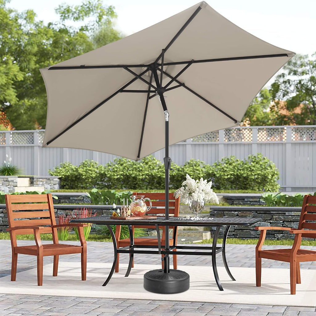 10FT Patio Umbrella Outdoor - Table Umbrella with 6 Sturdy Ribs, Market Umbrella with Push Button Tilt, UV Protection
