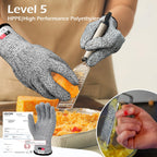 Cut Resistant Kitchen Gloves Level 5, Food Grade, 5 pairs, Size S