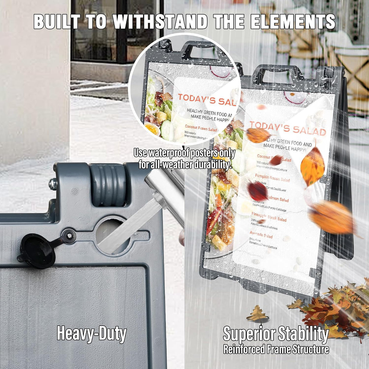 Sidewalk Signs for Advertising, 24"x36" Double Sided Heavy Duty Detachable Outdoor Sign Boards with Fillable Base for
