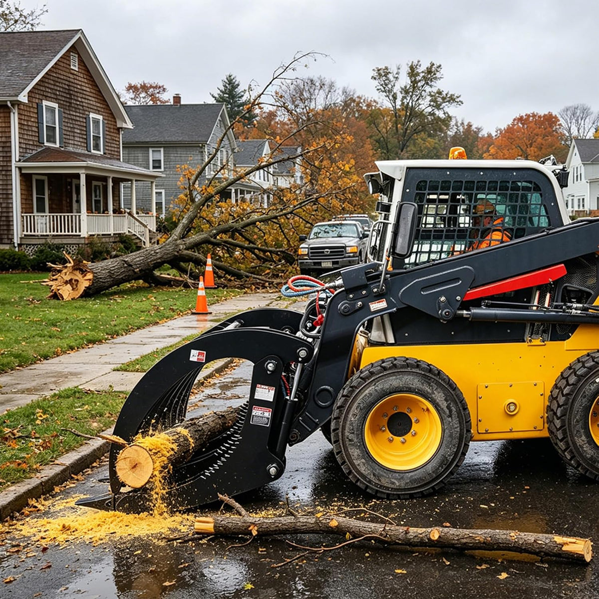 72" Heavy-Duty Root Grapple Rake Hydraulic Skid Steer Attachment | Twin 3000 PSI Cylinders, Universal Quick Attach